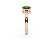 Fancy Green Radiant Cut Diamond Solitaire Ring Set in Rose gold with Prong Head and Smooth Polished Band