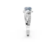 Cushion Cut Bypass Solitaire Engagement Ring Setting for a Fancy Blue Lab-Grown Diamond | Pavé Strands | Platinum