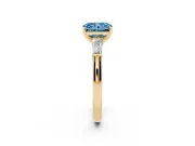 Radiant Cut Three Stone Engagement Ring Setting for a Fancy Blue Lab-Grown Diamond | Tapered Baguettes | Yellow Gold