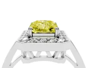 Radiant Cut Halo Engagement Ring Setting for a Fancy Yellow Lab-Grown Diamond | Polished Halo Rim | Platinum