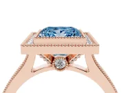 Princess Cut Vintage Milgrain Halo Engagement Ring Setting for a Fancy Blue Lab-Grown Diamond | Bezel Head | Rose Gold