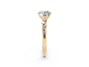 Round Cut Diamond Cluster Solitaire Ring Set in Yellow gold with Prong Setting