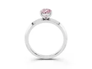 Fancy Pink Pear Cut Diamond Solitaire Engagement Ring Set in Silver with Flat Band and Prong Setting