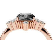 Cushion Cut Vintage Cluster Engagement Ring Setting for a Black Center | Beaded Edges | Rose Gold