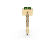 Princess Cut Milgrain Halo Engagement Ring Setting for a Fancy Green Lab-Grown Diamond | Side Stones | Yellow Gold
