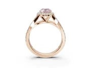 Oval Halo Pavé Engagement Ring Setting for a Fancy Pink Lab-Grown Diamond | Narrow Split Shank | Rose Gold