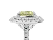 Canary Yellow Radiant Cut Lab-Grown Diamond Double Halo Statement Ring Set in Sterling Silver with Pavé Band