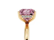 Princess Cut Hidden Halo Engagement Ring Setting for a Fancy Pink Lab-Grown Diamond | Plain Band | Yellow Gold
