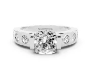 Cushion Cut Tension Style Engagement Ring Setting | Flush Set Accents | Platinum
