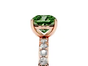 Cushion Cut Pavé Solitaire Engagement Ring Setting for a Fancy Green Lab-Grown Diamond | Single Row Band | Rose Gold