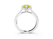 Cushion Cut Floral Petal Engagement Ring Setting for a Fancy Yellow Lab-Grown Diamond | Petal Accents | Sterling Silver