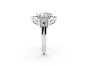 Oval Milgrain Sectioned Halo Engagement Ring Setting | Square-Framed Sides | Platinum