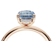 Radiant Cut Hidden Halo Ring Setting for a Fancy Blue Lab-Grown Diamond | Rose Gold