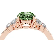 Fancy Green Oval Cut Diamond Solitaire Floral Ring Set in Rose gold with Marquise Petals and Prong Setting