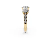 Round Three Stone Engagement Ring Setting | Accented Shoulders | Yellow Gold