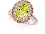 Oval Vintage Milgrain Floral Halo Engagement Ring Setting for a Fancy Yellow Lab-Grown Diamond | Pavé Band | Rose Gold