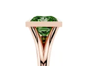 Fancy Green Bezel Set Princess Cut Diamond Solitaire Ring Set in Rose gold with Tapered Band