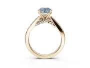 Round Pavé Solitaire Engagement Ring Setting for a Fancy Blue Lab-Grown Diamond | Crossover Gallery | Yellow Gold
