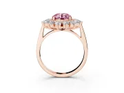Round Floral Double Halo Engagement Ring Setting for a Fancy Pink Lab-Grown Diamond | Plain Band | Rose Gold