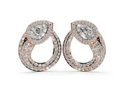 Pear-Shaped Lab-Grown Diamond Double Halo Open Teardrop Stud Earrings | Pavé Loop | Rose Gold