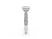 Asscher Cut Diamond Solitaire Engagement Ring Set in Platinum with Multi-Row Round Pavé Band and Prong Setting