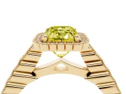 Radiant Cut Milgrain Halo Engagement Ring Setting for a Fancy Yellow Lab-Grown Diamond | Beaded Shoulders | Yellow Gold