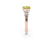 Radiant Cut Five Stone Engagement Ring Setting for a Fancy Yellow Lab-Grown Diamond | Prong Set Side Stones | Rose Gold