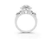 Radiant Cut Floral Engagement Ring Setting | Petal Frame and Side Stones | Platinum
