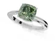 Cushion Cut Bypass Solitaire Engagement Ring Setting for a Fancy Green Lab-Grown Diamond | Sterling Silver