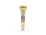 Emerald Cut Three Row Pave Engagement Ring Setting for a Fancy Yellow Lab-Grown Diamond | Double Claws | Yellow Gold
