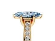 Marquise Hidden Halo Engagement Ring Setting for a Fancy Blue Lab-Grown Diamond | Milgrain Pave | Yellow Gold