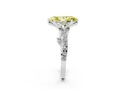 Fancy Yellow Marquise Cut Diamond Solitaire Leaf-Inspired Ring Set in Silver with Pavé Band and Prong Setting
