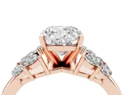 Cushion Cut Leaf Cluster Engagement Ring Setting | Rose Gold