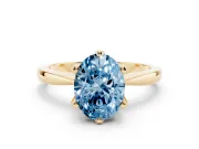 Oval Tapered Solitaire Engagement Ring Setting for a Fancy Blue Lab-Grown Diamond | Claw Prong Head | Yellow Gold