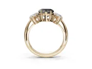 Heart-Shaped 3 Stone Engagement Ring Setting for a Black Center | Yellow Gold