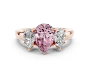 Pear-Shaped Three Stone Engagement Ring Setting for a Fancy Pink Lab-Grown Diamond | Matching Side Stones | Rose Gold