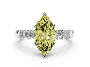 Fancy Yellow Marquise Cut Diamond Five-Stone Prong Set Engagement Ring Set in Silver with Channel Band