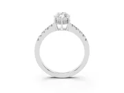 Marquise Hidden Halo Solitaire Engagement Ring Setting | Shared Prong Band | Sterling Silver