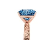 Fancy Blue Radiant Cut Diamond Solitaire Milgrain Engraved Band Set in Rose gold with Prong Setting