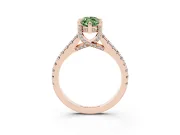 Marquise Hidden Halo Pave Engagement Ring Setting for a Fancy Green Lab-Grown Diamond | Claw Prongs | Rose Gold