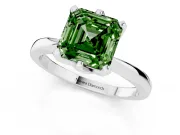 Fancy Green Asscher Cut Diamond Solitaire Engagement Ring Set in Platinum with Slim Tapered Solitaire Band
