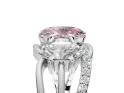 Oval Three Stone Engagement Ring Setting for a Fancy Pink Lab-Grown Diamond | Pavé Split Shank | Sterling Silver