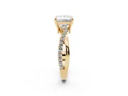 Princess Cut Diamond Twist Band Solitaire Set in Yellow gold with Pavé Accents and Prong Setting