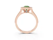 Pear-Shaped Vintage Milgrain Halo Engagement Ring Setting for a Fancy Green Lab-Grown Diamond | Bezel Head | Rose Gold