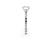 Radiant Cut Engraved Solitaire Engagement Ring Setting | Milgrain Edges | Sterling Silver