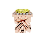 Radiant Cut Floral Halo Engagement Ring Setting for a Fancy Yellow Lab-Grown Diamond | Rose Gold