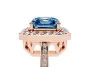 Asscher Cut Halo Engagement Ring Setting for a Fancy Blue Lab-Grown Diamond | Polished Halo Rim | Rose Gold