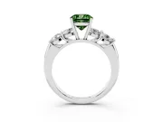 Cushion Cut Five Stone Engagement Ring Setting for a Fancy Green Lab-Grown Diamond | Plain Band | Sterling Silver