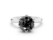 Round Tapered Solitaire Engagement Ring Setting for a Black Center | Claw Prong Head | Platinum