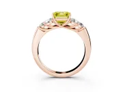 Asscher Cut Side Stone Engagement Ring Setting for a Fancy Yellow Lab-Grown Diamond | Rose Gold